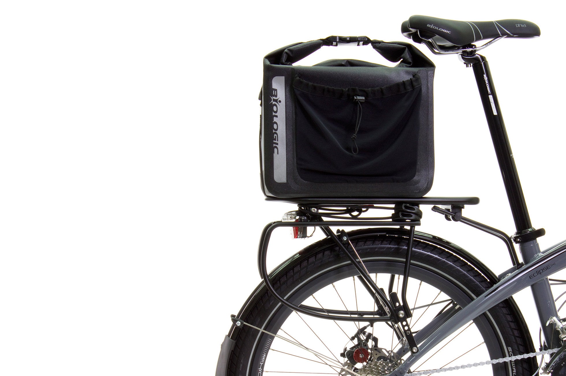 Mount trunk bags or baskets to top deck, and panniers on lower rails